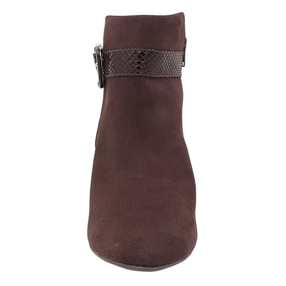 Karen Scott Women Ivyy Block Heel Ankle Bootie Size US 9.5W Chocolate Microsuede - Picture 4 of 6